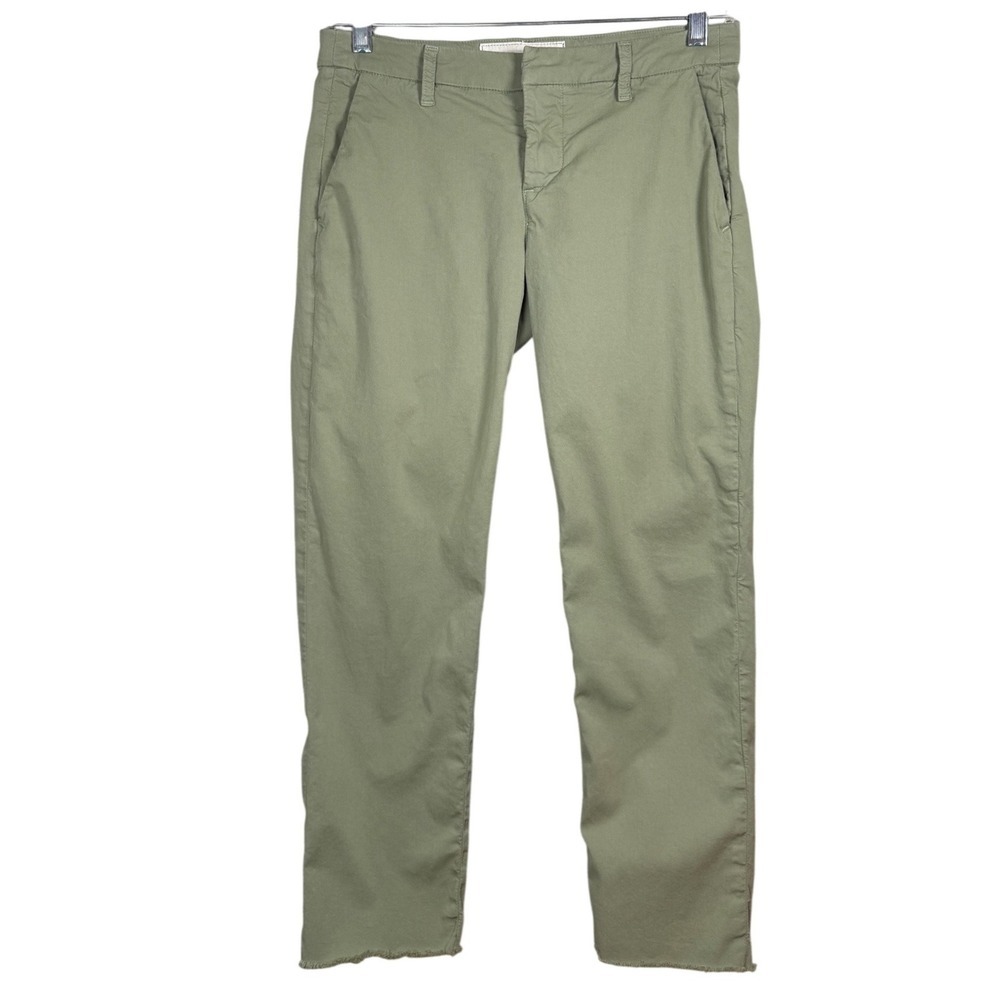 FRANK & EILEEN Wicklow Chino Cropped Trousers, Rosemary Distressed Hem, Size 2 - Picture 2 of 10